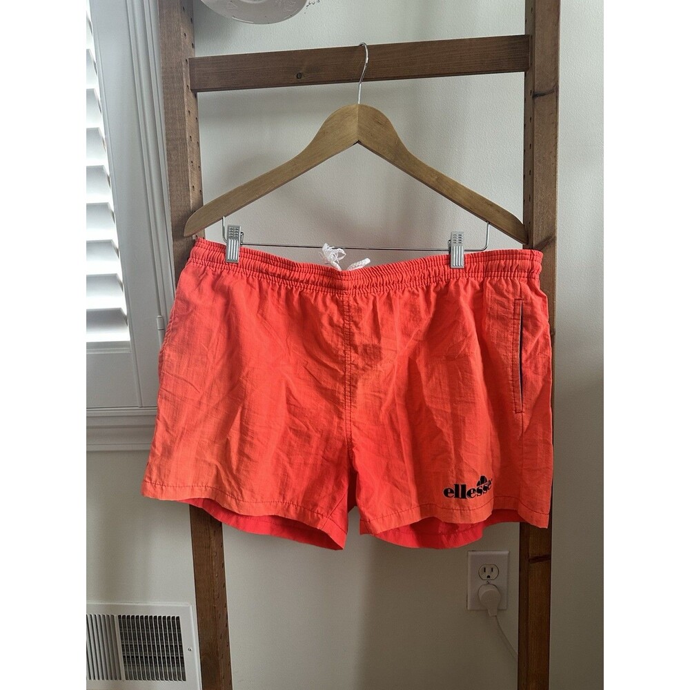 Vintage Ellesse Italia Men’s Swimming  Shorts Medium BRIGHT Orange Retro 80's